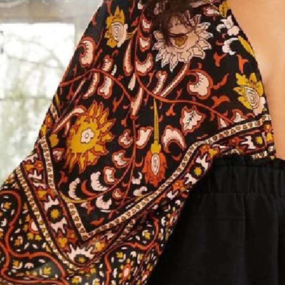 Free People Magic Dance Border Print Kimono Wrap w/ Autumn colors NEW/w tags